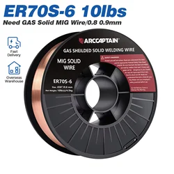 ARCCAPTAIN Mig-lasdraad Mig massieve draad ER70S-6 0,8 0,9 mm 1 rol 4,5 kg gas massief koolstofstaal lage splatter Mig-lasdraden