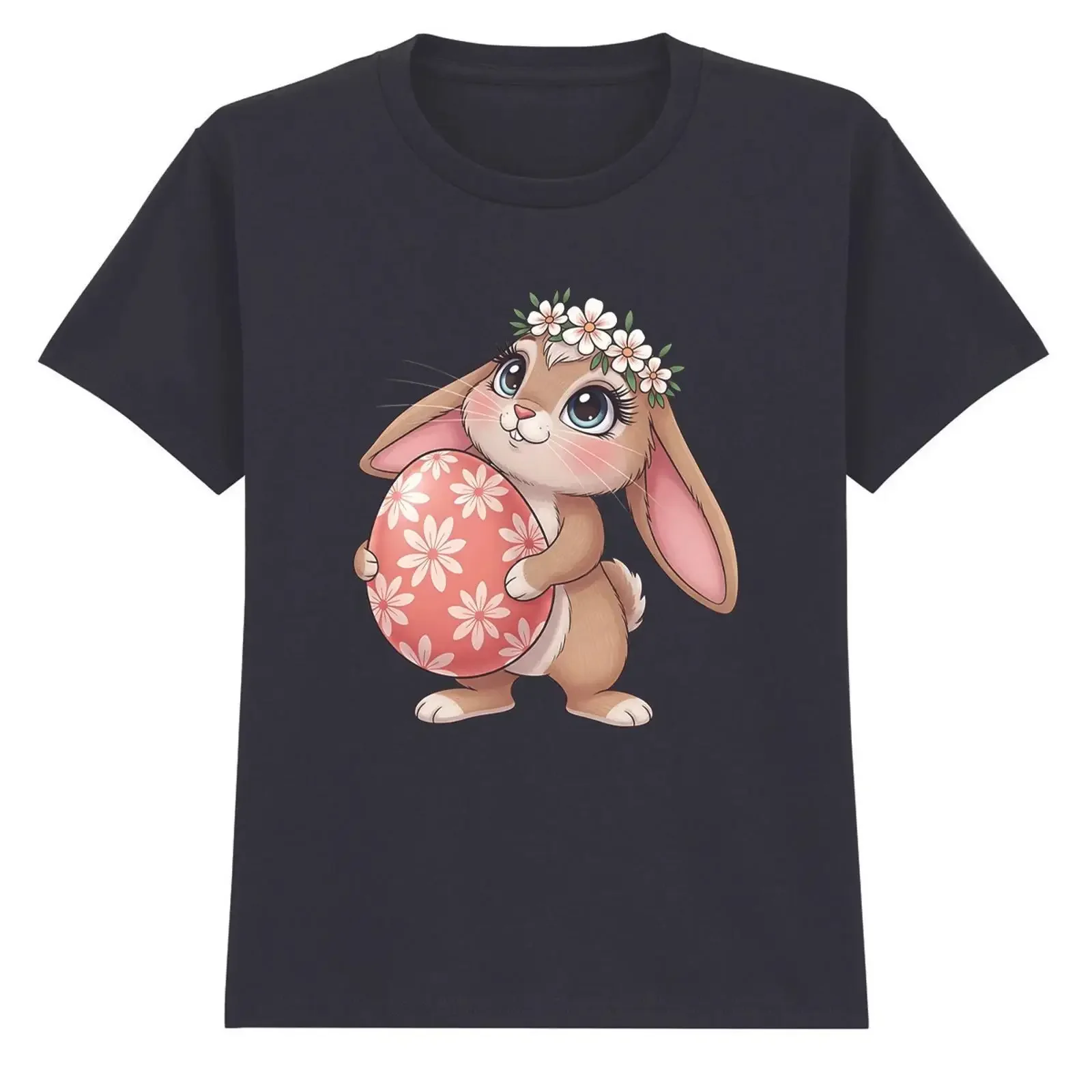 Süßes T Shirt Osterhase Mädchen Frühling Blumen Geschenk für Tochter vintage Washed Versatile Slightly Breathable graphic