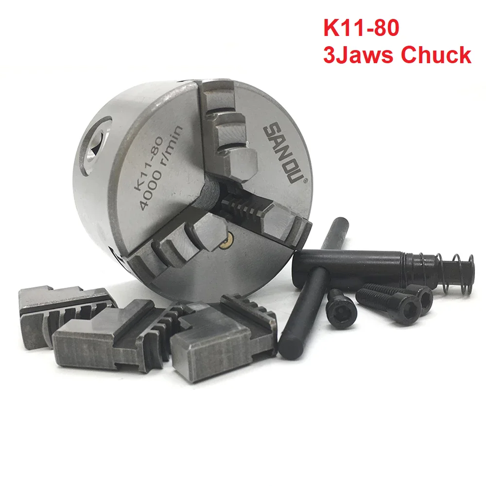 

K11-80 3 Jaws Lathe Chuck Self Centering With Turning Machine Tools Accessories for Drilling Milling Working