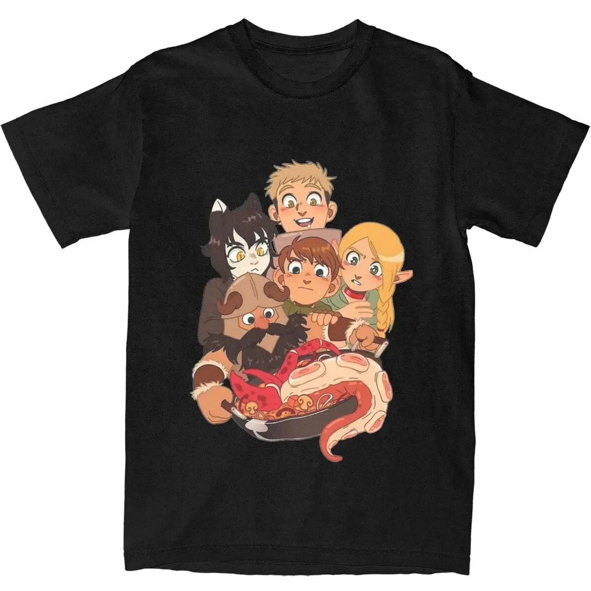 Delicious In Dungeon Meshi T-Shirt Summer Anime Y2K Fun T-Shirt 100% Cotton Trend Cool Tshirt For Men Short Sleeve Print Top Tee