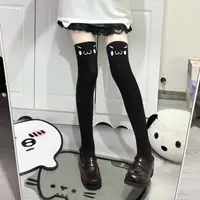 Medias estampadas de dibujos animados para mujer Y2k, calcetines hasta la rodilla para niñas, medias altas hasta el muslo JK Lolita Kawaii, calcetines altos hasta el muslo, medias para mujer