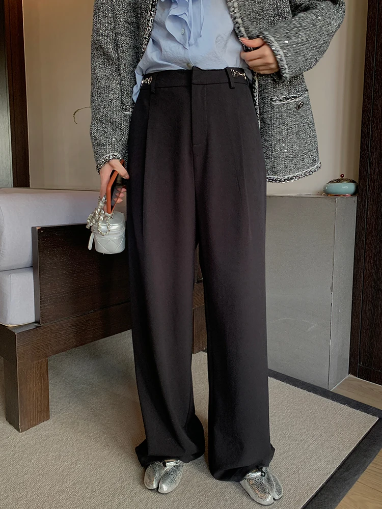 

Брюки NAZ больших размеров: прямые, широкие, повседневные, струящиеся, костюмные, весна 2024, женские модные прямые брюки