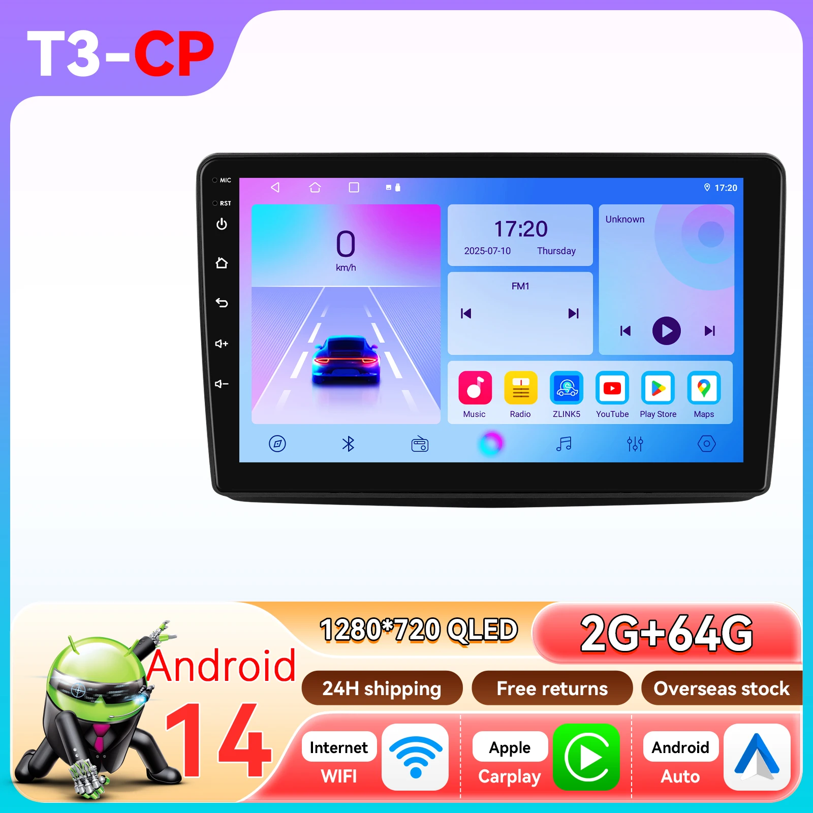 OSSURET Android 14 autoradio voor Fiat Panda 169 2003 - 2012 Intelligent systeem Carplay auto multimediaspeler GPS 4G 6115