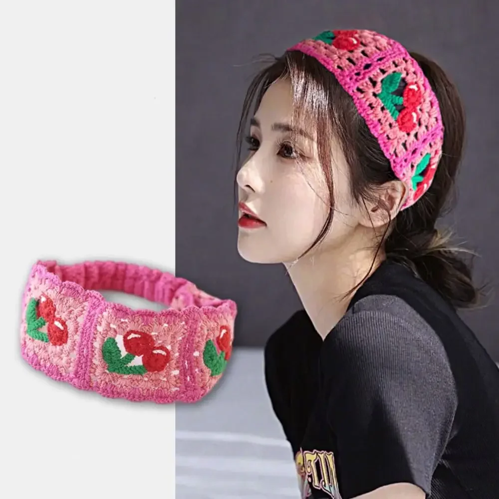 

Vintage Knitted Bandana Turban Hair Scarf Hollow out Crochet Flower Hairband Sweet Pastoral Headband for Women Hair Accessories
