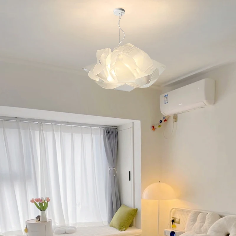 

Simple Modern Bedroom Chandeliers Transparent Flowers Lamps Nordic Warm Home Decor Children's Room Girl Princess Room Chandelier