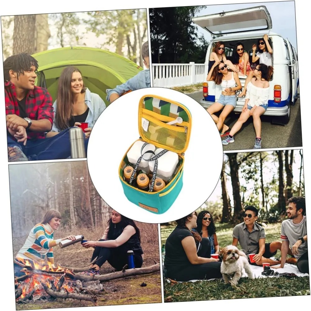 

Camping Seasoning Bottle Set Storage Bag Portable Pepper Spice Storage Jars Set Picnic Pouch BBQ Camping Supplies