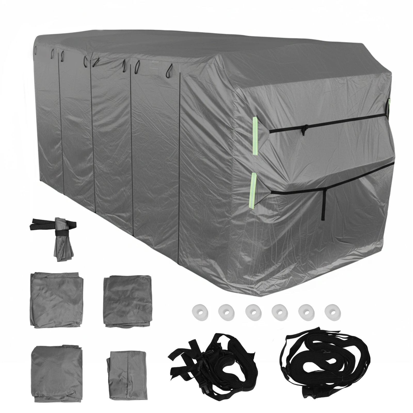 

420D Oxford Fabric Travel Trailer RV Cover Straps & Storage Bag Anti-UV Trailer Cover Windproof Waterproof Slide-in Camper Cover