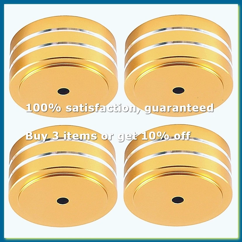4Pcs 40X20mm Aluminum HIFI AMP Speaker Isolation Stand Turntable Feet Pad (Gold)