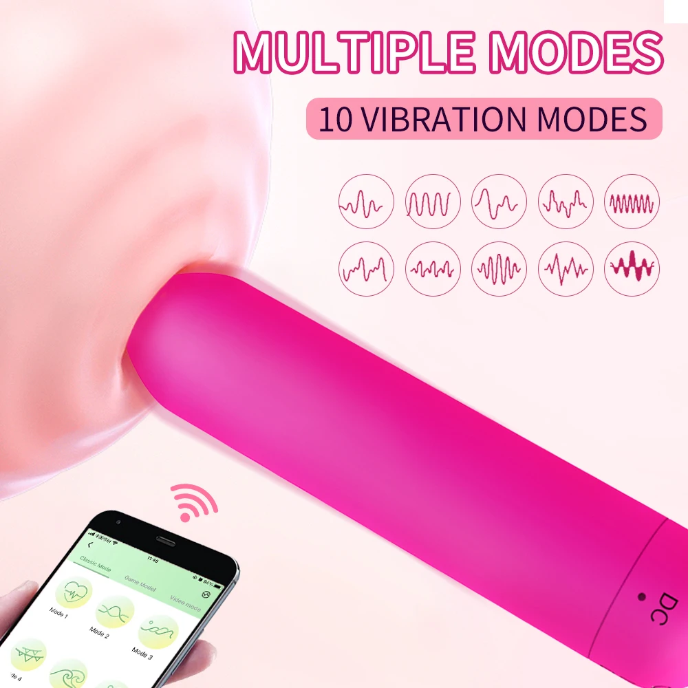 Mini Bullet Vibrator Adult Toys App Controlled Female Sex Toys with 10 Vibration Modes Long Distance Vibrator for Women Couples