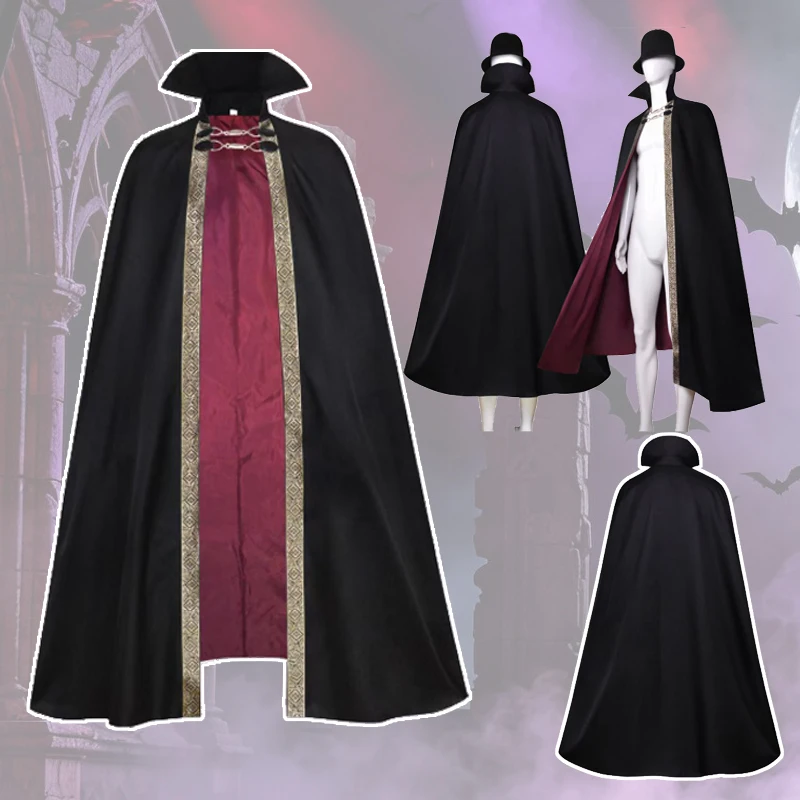 Fancy Medeival Vampire Cosplay Costume Adult Dracula Devil Witch Cape Gothic Steampunk Halloween Cloak Disfraz Performance
