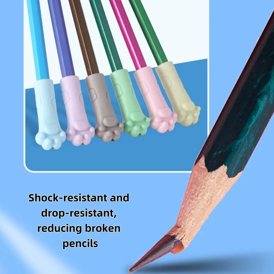 10/20/50pcs Cartoon Cat Paw Pencil Caps, Protective Covers with Writing Stand, Durable and Comfortable Top Design