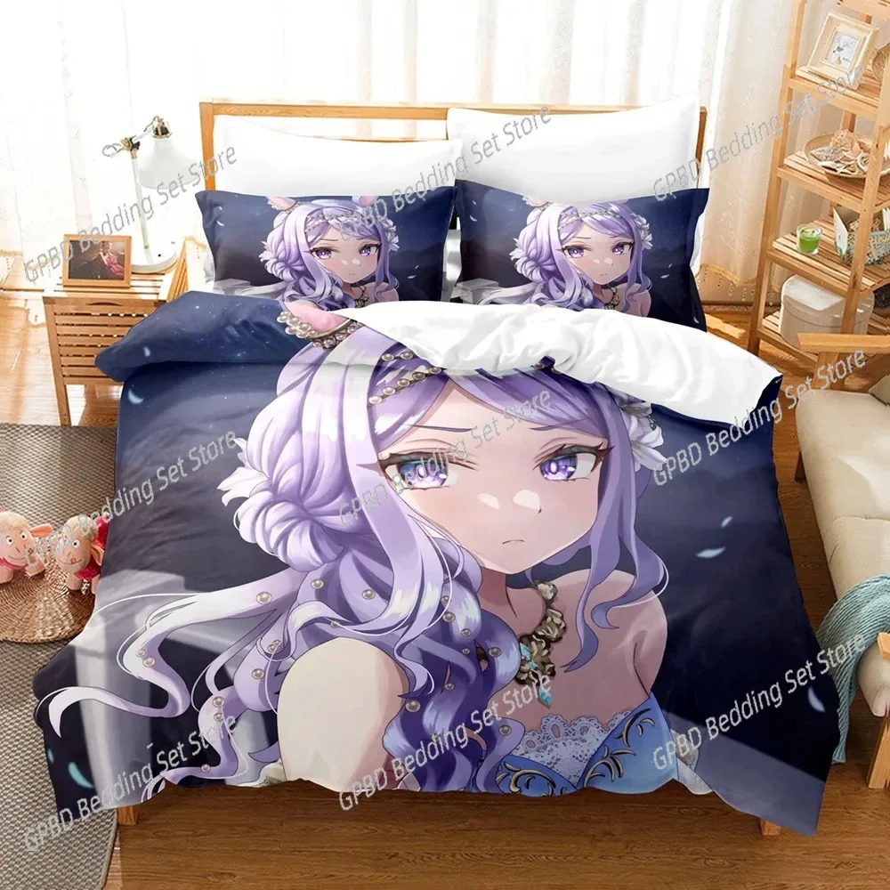 Impressão 3d anime kawaii grils bonito derby conjuntos de cama conjunto capa edredão com fronha dupla completa rainha rei roupa cama