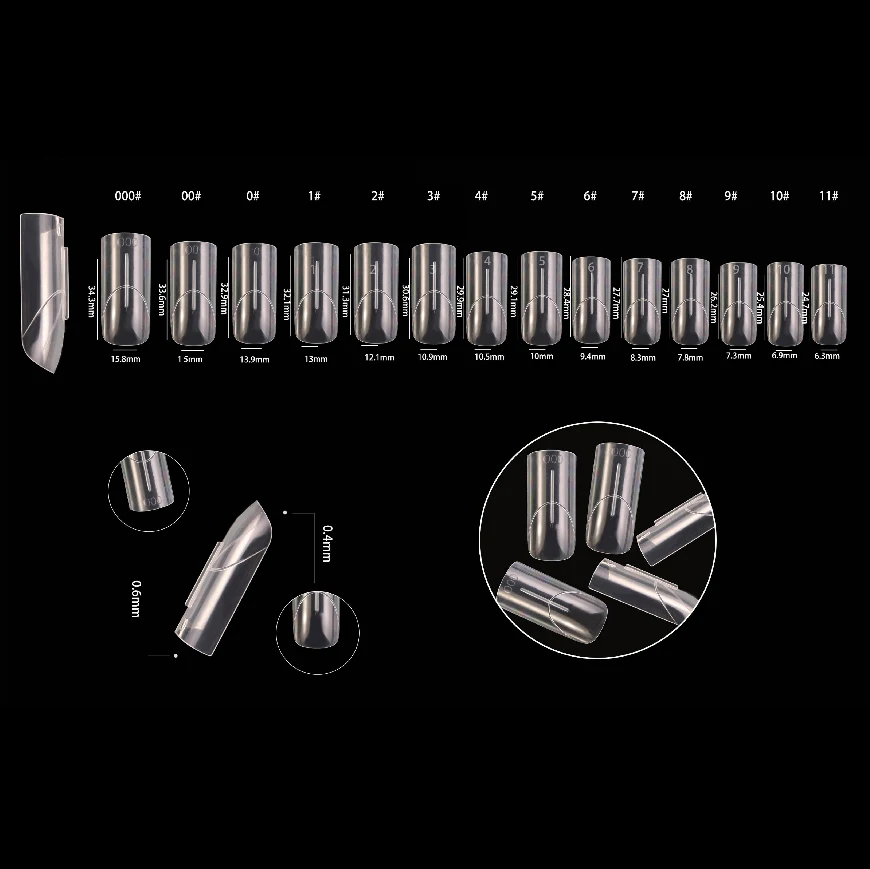 140PCS French Dual Nail Form Square Almond Reusable Molds with Inner French Line Upper Forms 14 Sizes Reusable for Gel Extension