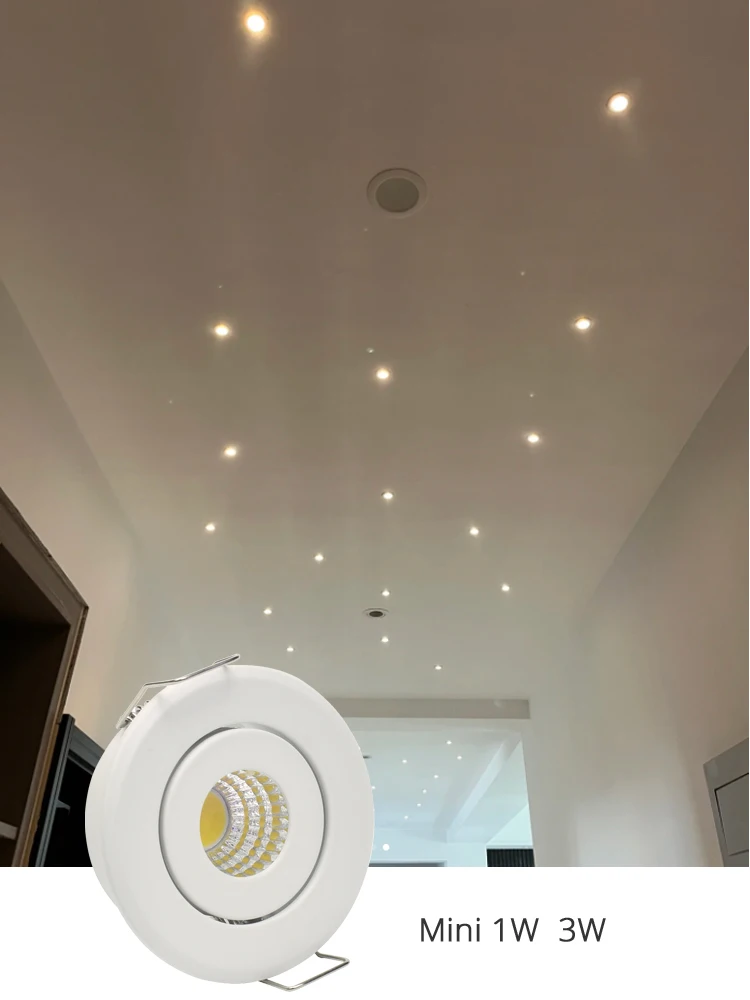 Mini LED typu Downlight oświetlenie punktowe sufitu COB 3W DIY gwiaździste niebo światła do szafki przycięte do domu 40-45mm AC85-265V