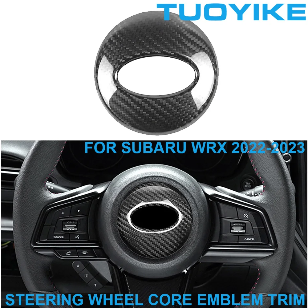 Car Real Dry Carbon Fiber Interior Steering Wheel Core Center Emblem Logo Trim Cover Frame Decoration Stick For Subaru WRX 2022+