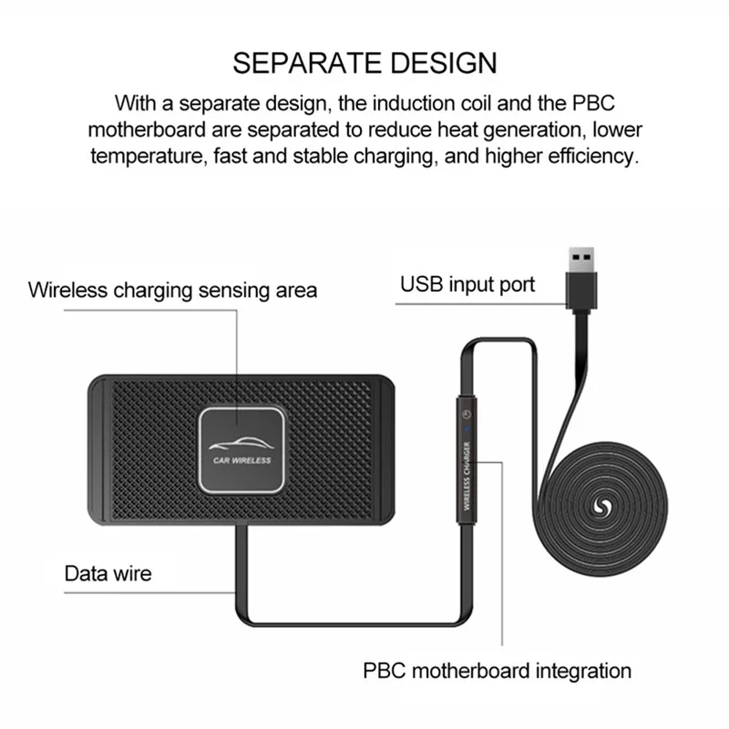 10W Car Wireless Charer Pad Silicone for Samsung Galaxy S20 S10 Note 10 Wireless Fast Charging for iPhone 11 Pro Xs Max 8 Plus