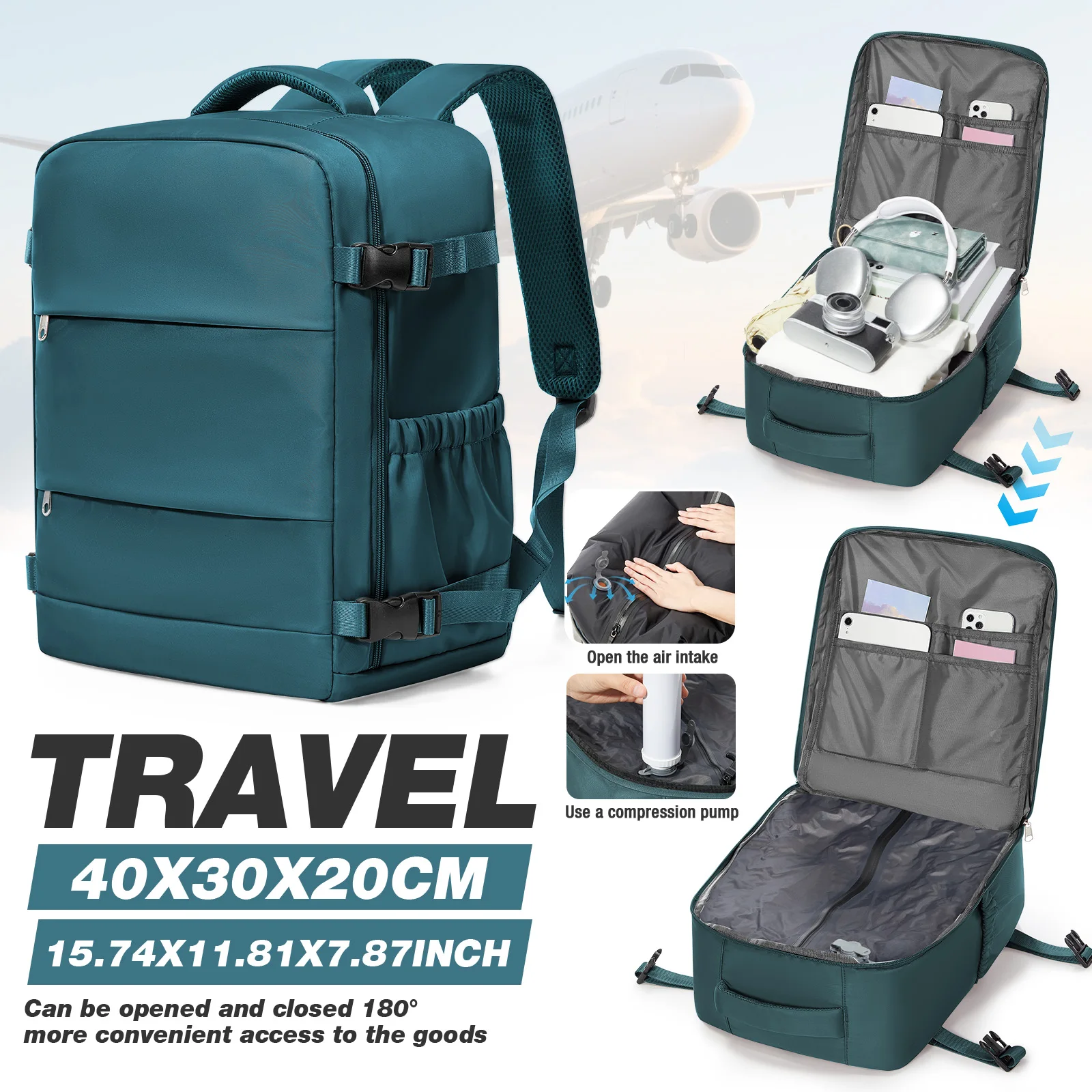 

Ryanair Hand Luggage 40x30x20 Vacuum Backpack Cabin Package, Men Women Travel Backpack Business Laptop Work Bag, Genuine Luggage