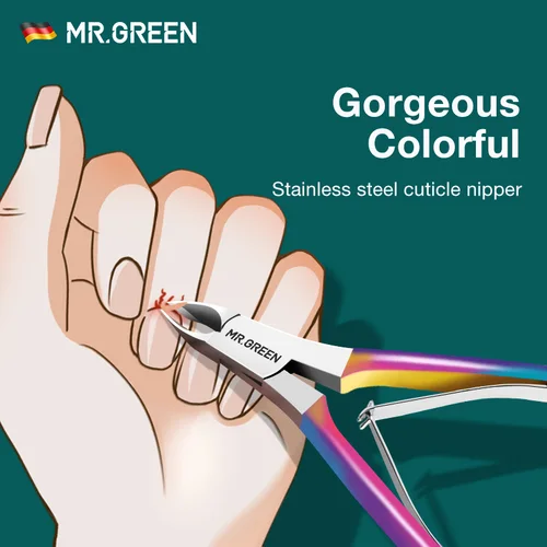 MR.GREEN Preciosas pinzas para cutículas coloridas, cortaúñas, tijeras para manicura de uñas, recortador, producto para eliminar la piel muerta, herramienta de acero inoxidable