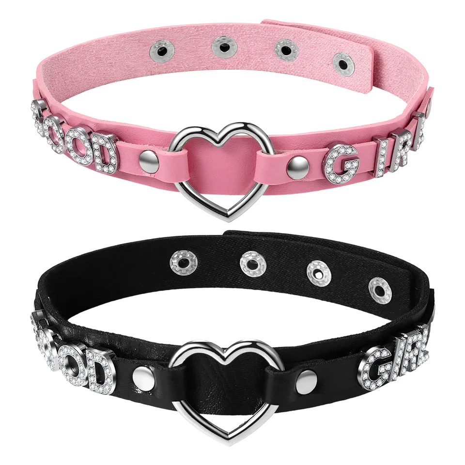 Punk Heart Shaped Letter Choker Necklace
