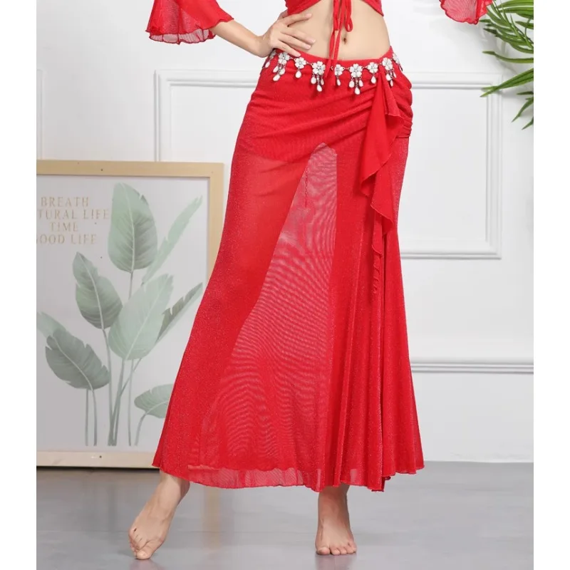 

Customized Belly Dance Costumes Half Body Skirt Practice Outfit Eastern Dance Performance Wear Sexy Hip Hugging Slit Long Skirt
