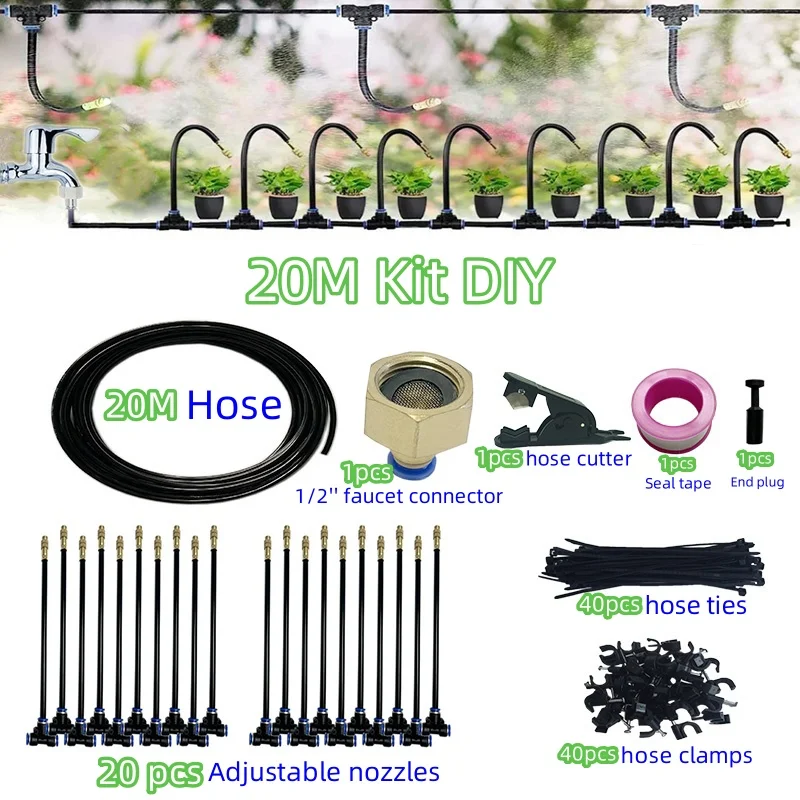 DIY 5-20M Free Bending Universal Spray Kit for Backyard Garden Irrigation Sprinkler Dust Removal Misting Cooling Humidification