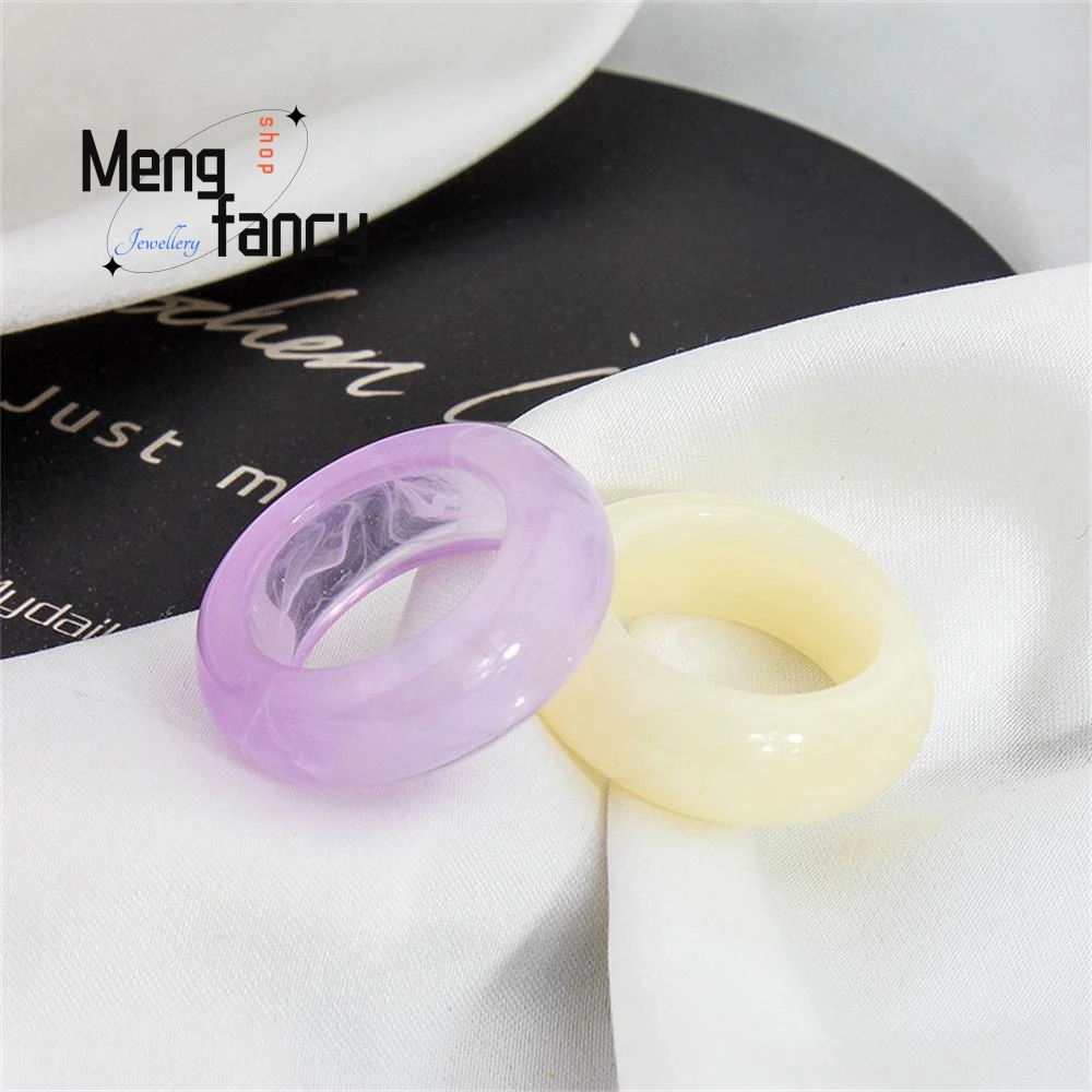 Personalized Elegant Transparent Resin Ring Couple Promise Love Dating Luxury Natural Fine Jewelry Women Men Mascot Holiday Gift