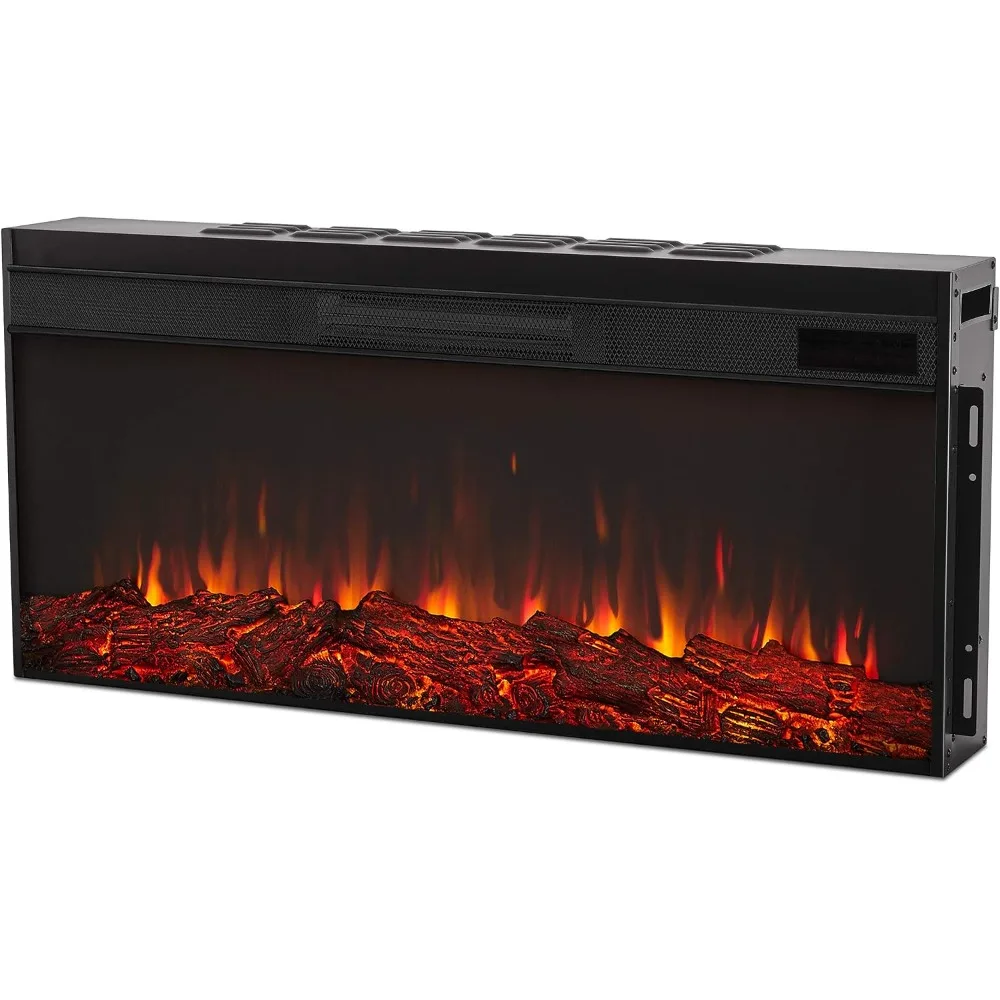 Landscape Electric Fireplace Heater with Realistic Log Flame Effect and Timer