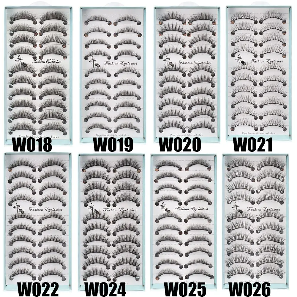 10 Pairs Women Beauty Cross Short Volume Eyelashes 6D Faux Mink Hair Soft Fluffy Natural False Lashes