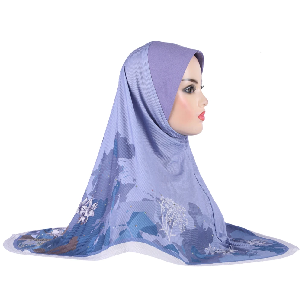 

20Pcs Printed Muslim Pray Hijab Amira Pull On Islamic Scarf Head Wrap Head Cover Overhead Arab Prayer Hat Middle East Turban