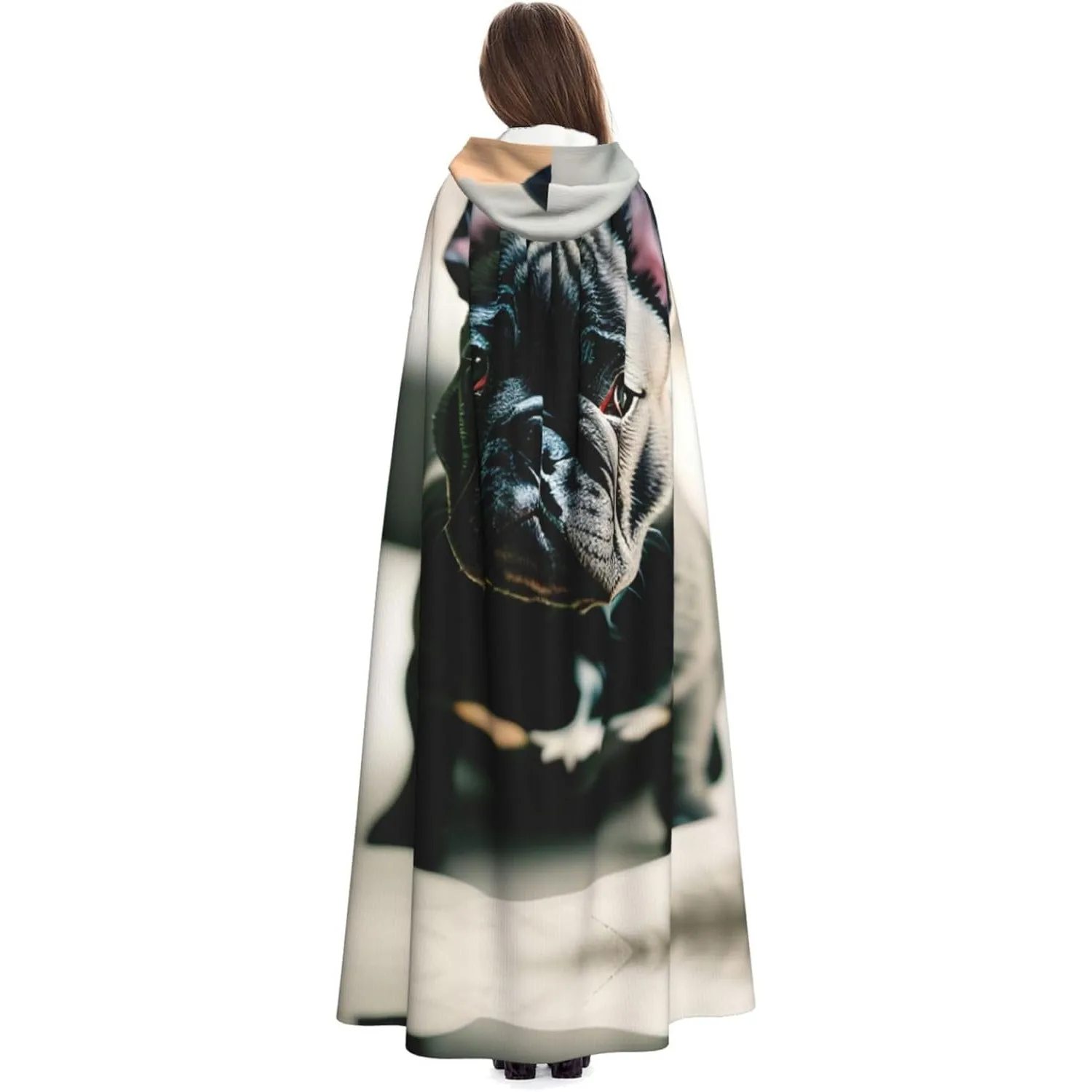 

Adorable French Bulldog print Adult Hooded Cape Carnival Festival Cape Robe Costume party Gothic Carnival