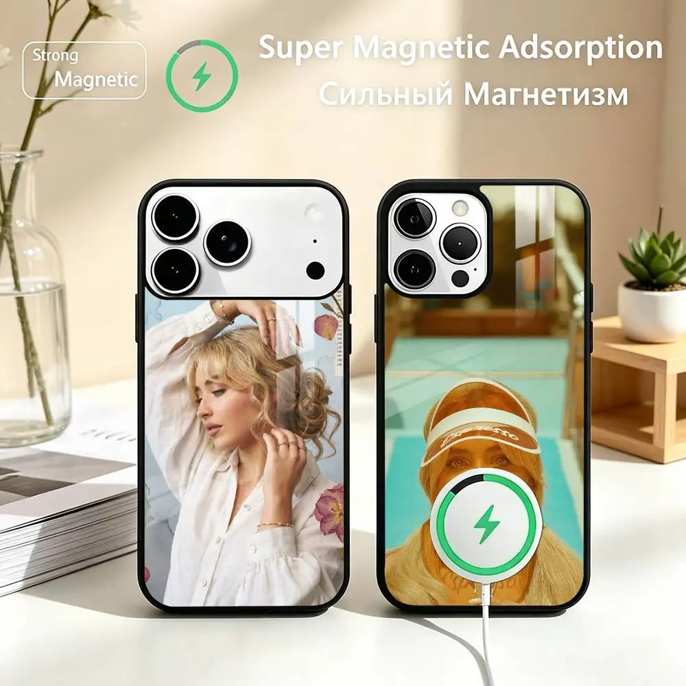 Popular Singer S-Sabrina C-Carpenter  Phone Case For IPhone 13 14 15 11 12 16 17 Pro Plus For  Magnetic Shell