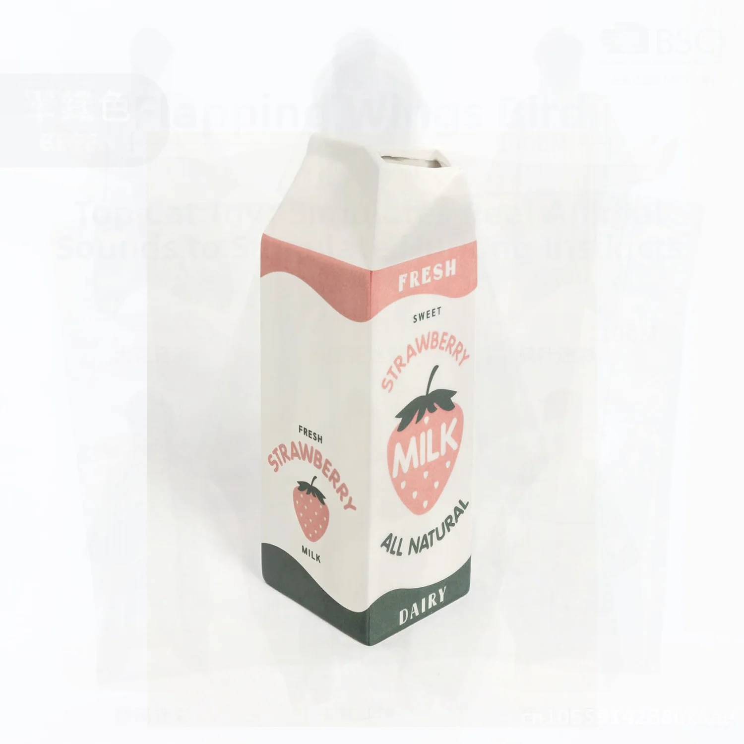 

Strawberry Pattern Milk Box Ceramic Vase - Modern Minimalist Style Flower Container