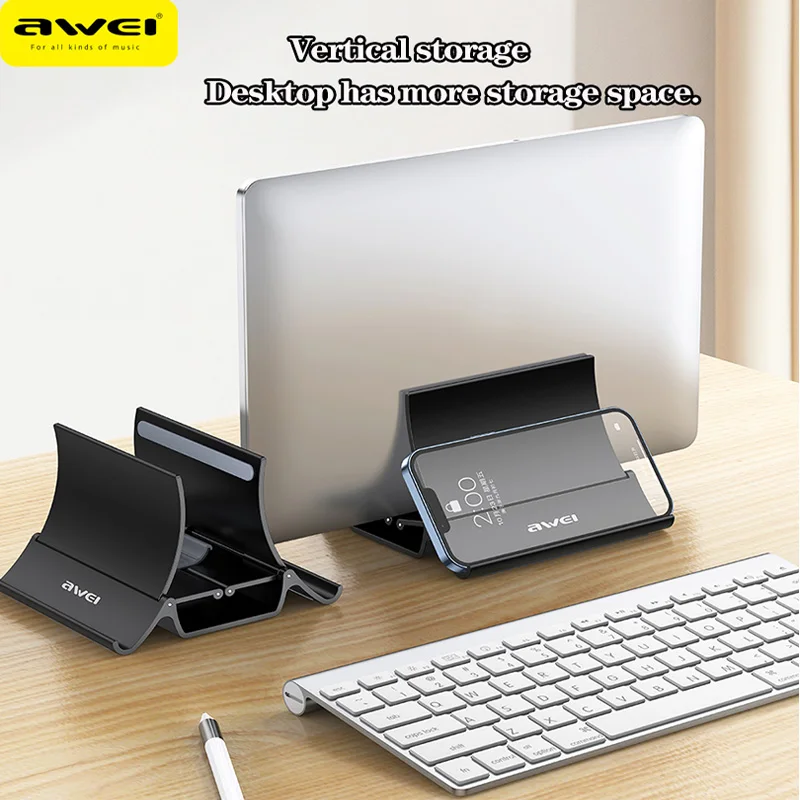 

Awei X32 Universal Foldable Double Desk Phone Holder for Mobile Phone Tablet iPad Desktop Holder Mount Stand Cellphone Bracket