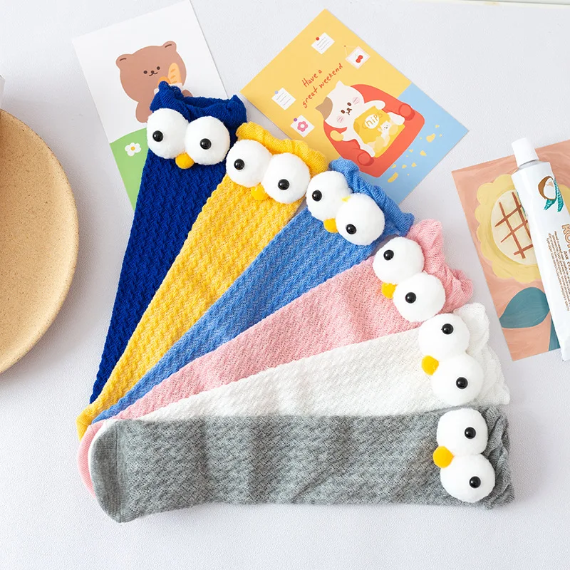 Combed Cotton Creative Big Eye Pattern Baby Knee High Socks Mosquito Protection Socks
