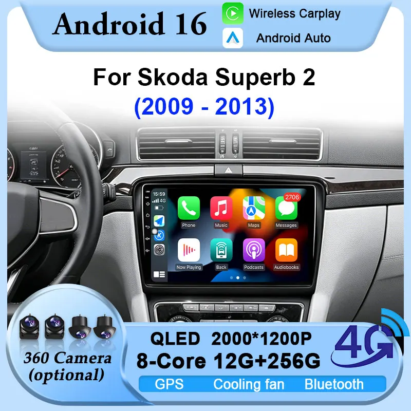 Wireless Carplay Car Multimedia Touch Screen Player Auto Tools For Skoda Superb 2 2009-2013 Android BT 4G Wifi no 2 din GPS Navi