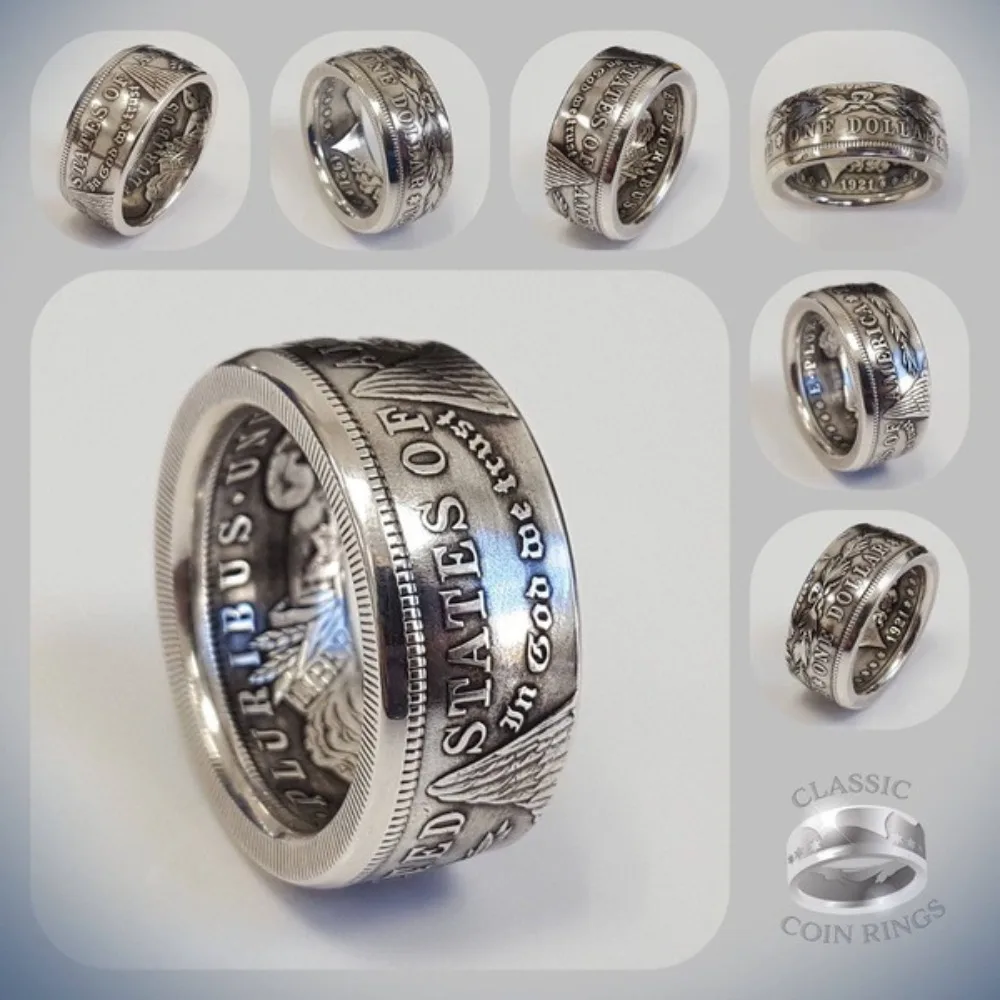 The Motto of The New US Coat of Arms Is United As One Coin Ring Silver Plated Ring Band Jewelry Accessory Gift Decor Wholesale