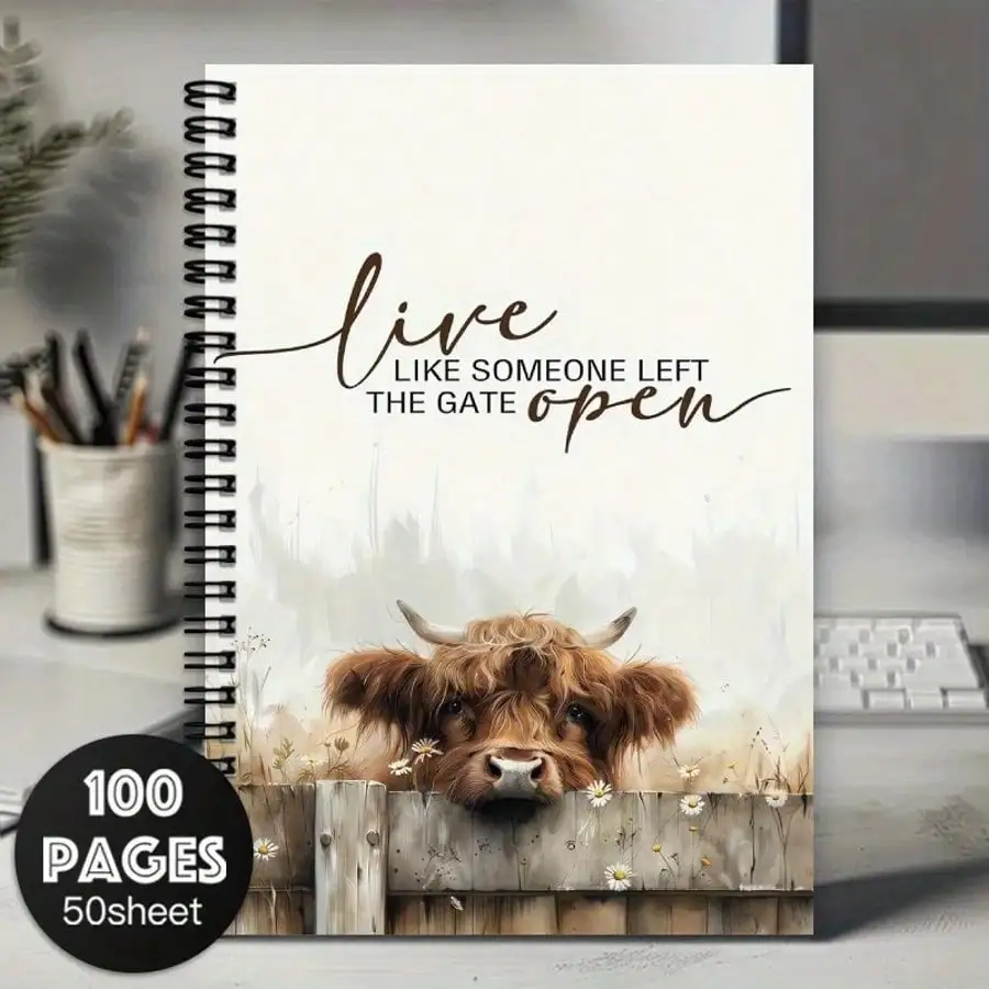 

Inspirational Highland Cow Spiral Notebook, Motivational Cow Lover Gift