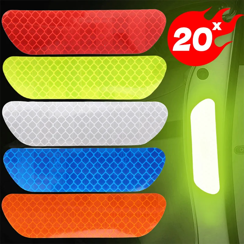 20-4PCS Helmet Safety Stickers Warning Reflective Tape Auto Driving Safety Reflective Strip for Night Riding Walking Car Sticker