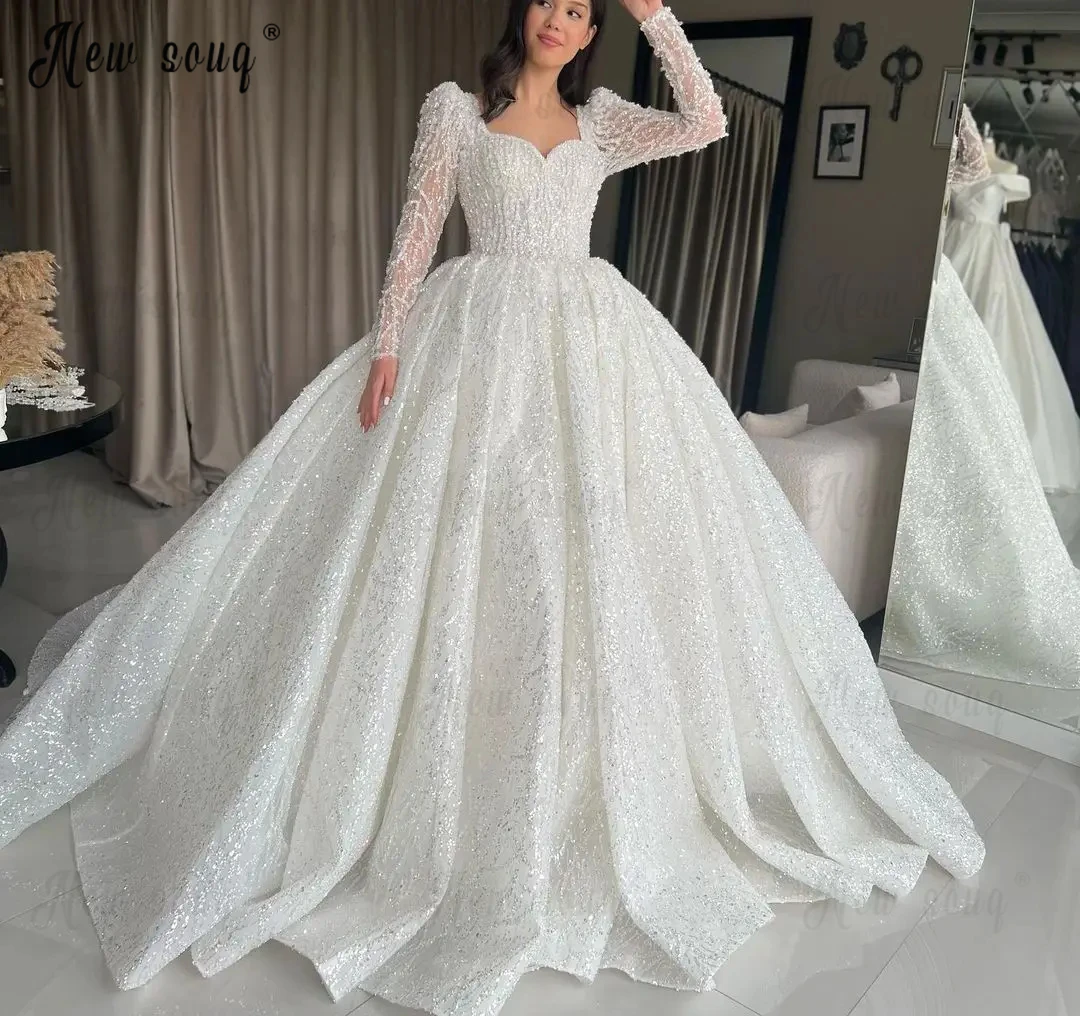 

2024 New Princess Wedding Dress for Women Pregnant Long Sleeve Bridal Gowns Dubai Luxury Vestido De Casamento Custom Made Arabic