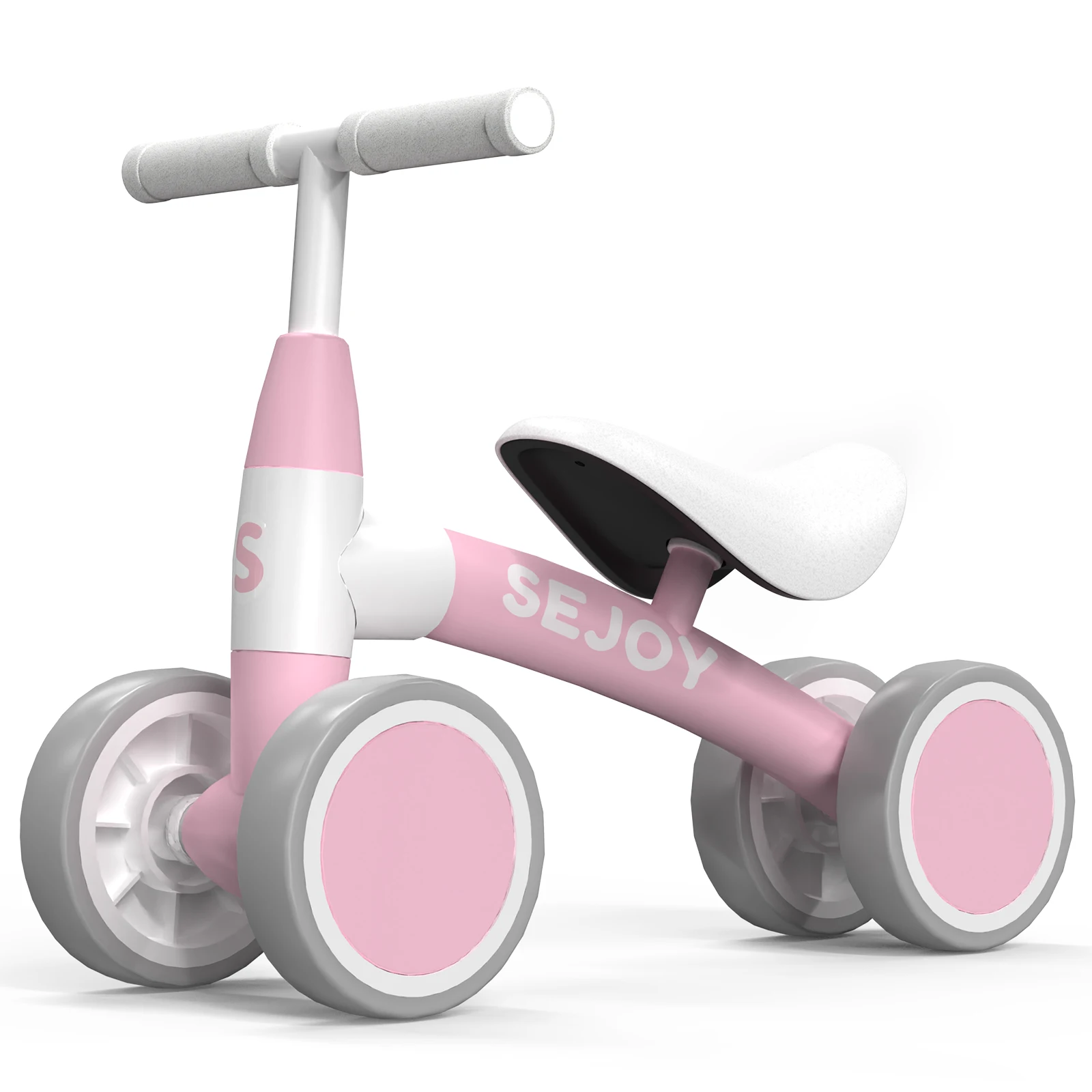 Sejoy Baby Balance Bike for 12-36 Month Toddler Riding Toy 4 Wheels Toddler First Bike,Birthday Gifts Boys Girls,Green/Pink