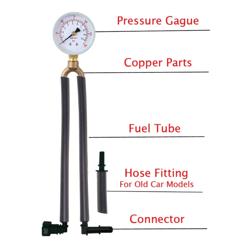 Petrol Die sel Fuel Pressure Gauge Tester with Quick Connector Professional Oil Pressure Gauge Easy to Use 1 Set