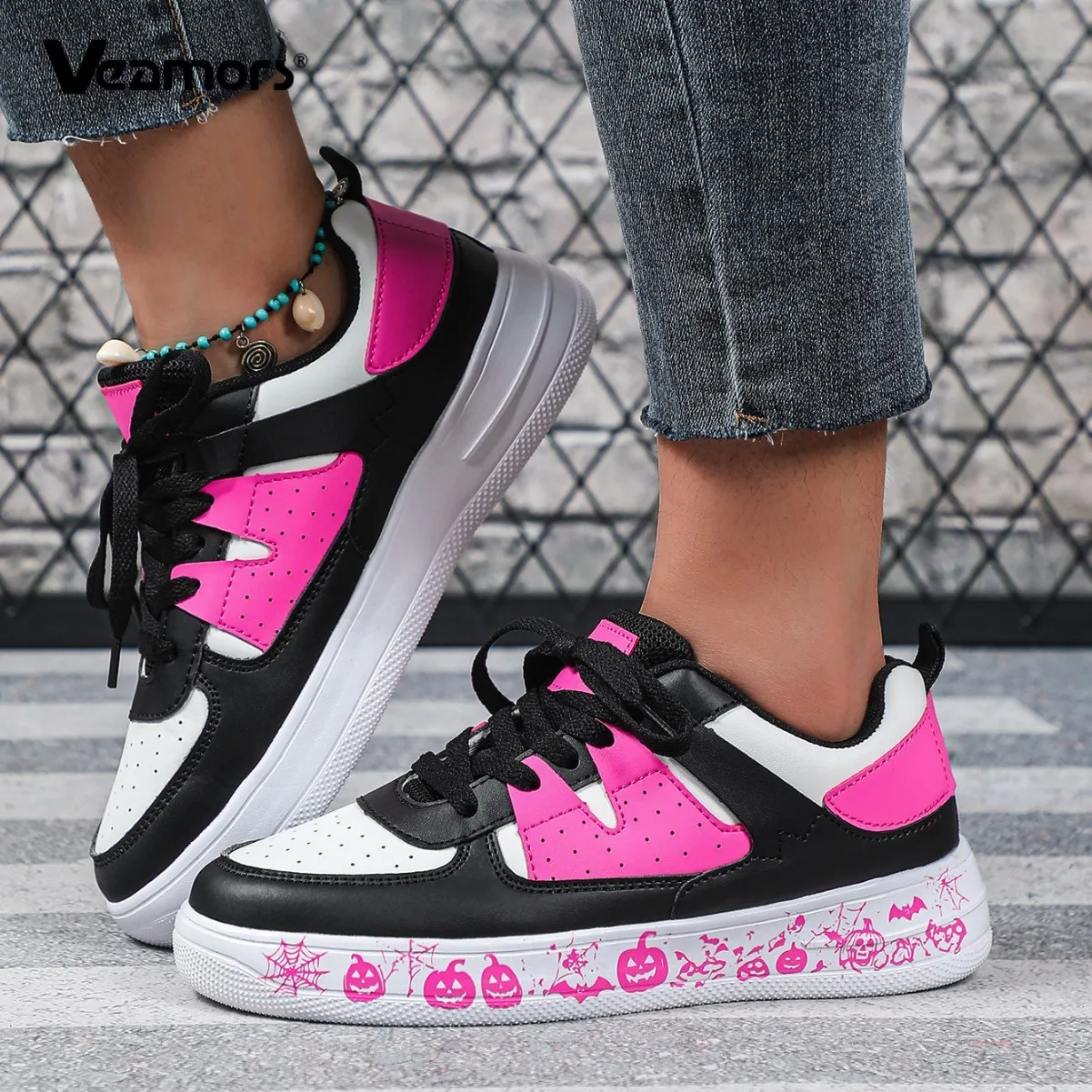 

Fashion Color Block Sneakers Unisex PU Leather Board Shoes Breathable Lightweight Casual Footwear for Walking Traveling