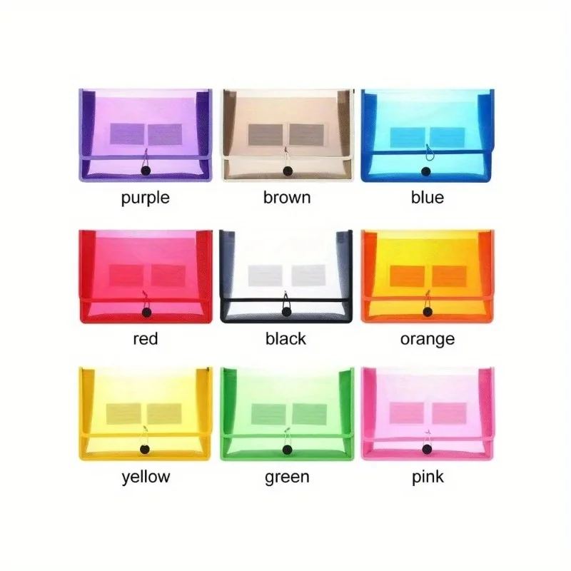 1pc Transparent Lightweight File Bag Portable Waterproof Folder Document Holder Large Capacity Button Storage School Test Paper