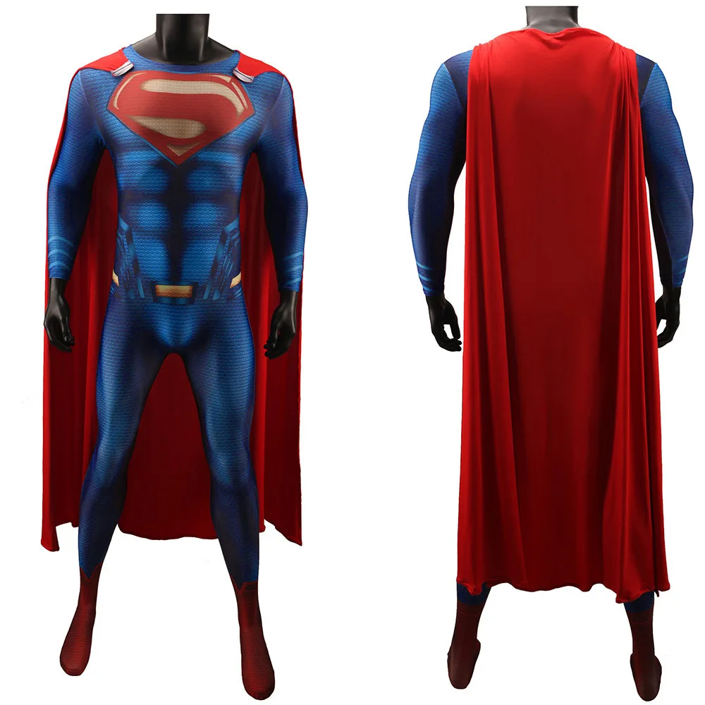 Man of Steel Superman Cosplay Costume Superhero 3D Printed Spandex Fullbody Suits Halloween Costume Zenzai Suits for Adult Men