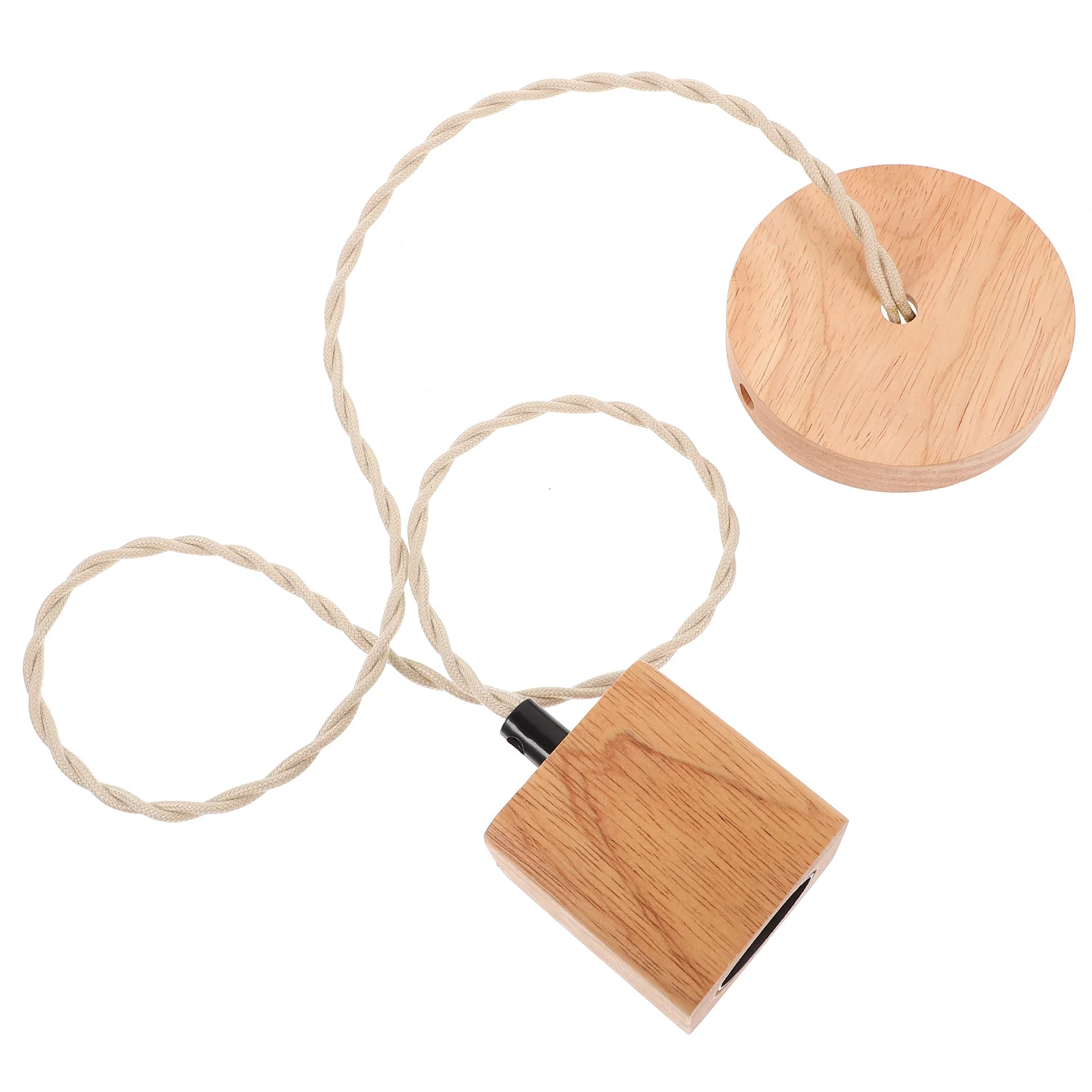 

E27 Lamp Holder Solid Wood Socket 1M Square Cup Pendant Light Fitting Hanging Accessories Wooden Base DIY Repair Parts