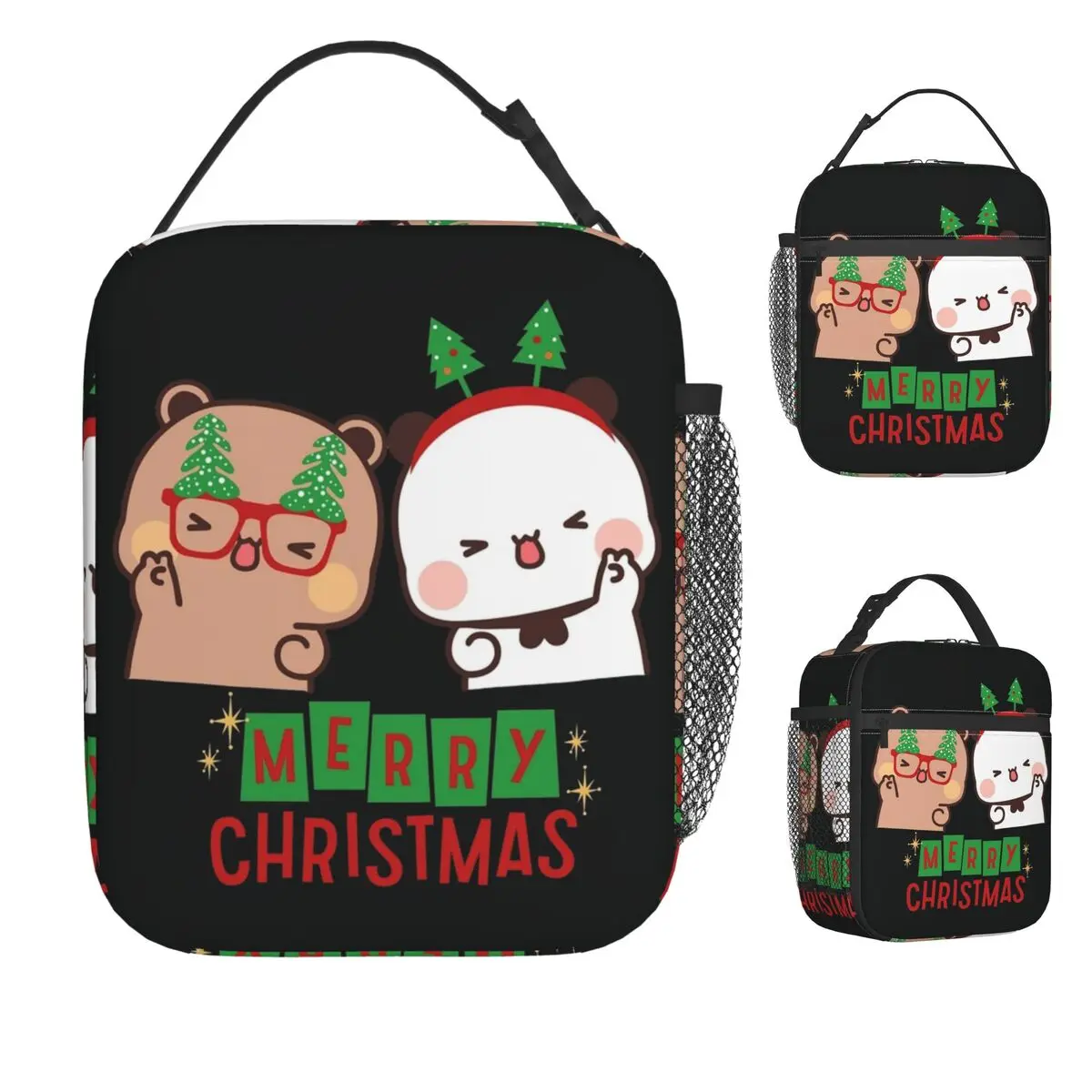 

Bubu And Dudu Merry Christmas Tree Santa Lunch Bag Portable Lunch Box Picnic Print Cooler Bag Vintage Oxford Tote Food Bags