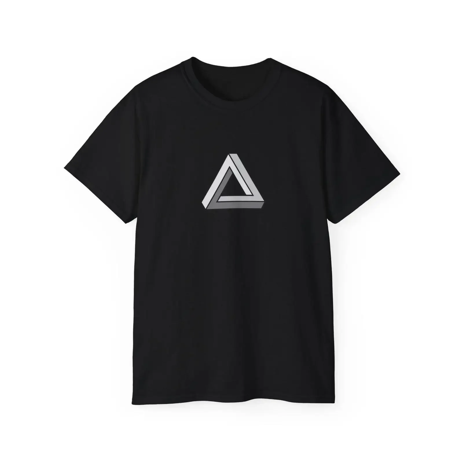 Penrose Triangle T Shirt Geometric Optical Illusion Design vintage Washed homme fashion Top For Everyday Wear graphic