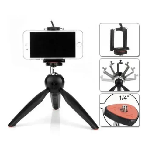 Treppiede da tavolo con clip per supporto per telefono Mini supporto per selfie treppiede portatile 2 in 1