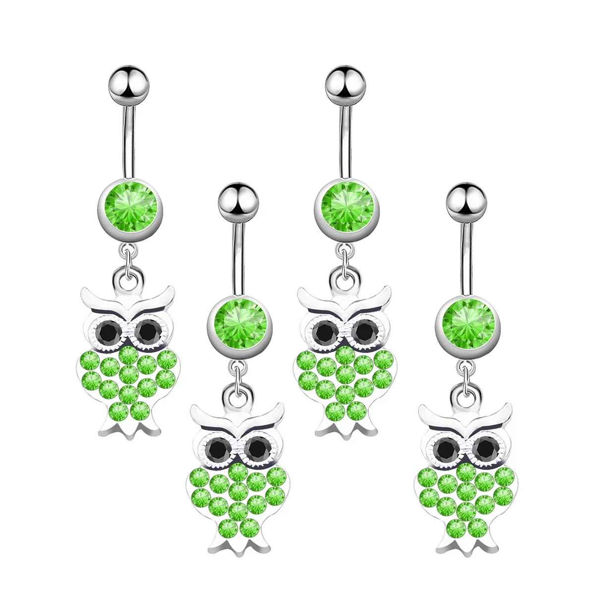 1 Pack Owl Animal Zircon Shape Belly Button Ring Stainless Steel Crystal Navel Ring Sexy Women Navel Ring Piercing Jewelry