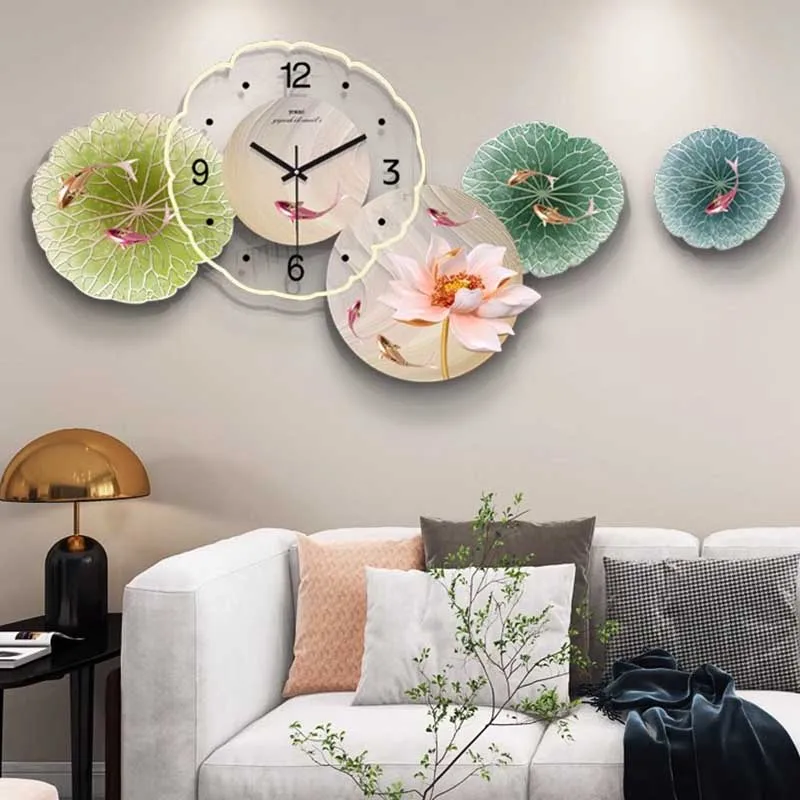 

Nordic Quiet Wall Clocks Fashion Chinese Style Light Luxury Wall Clocks Battery Minimalism Orologio Da Parete Home Decoration